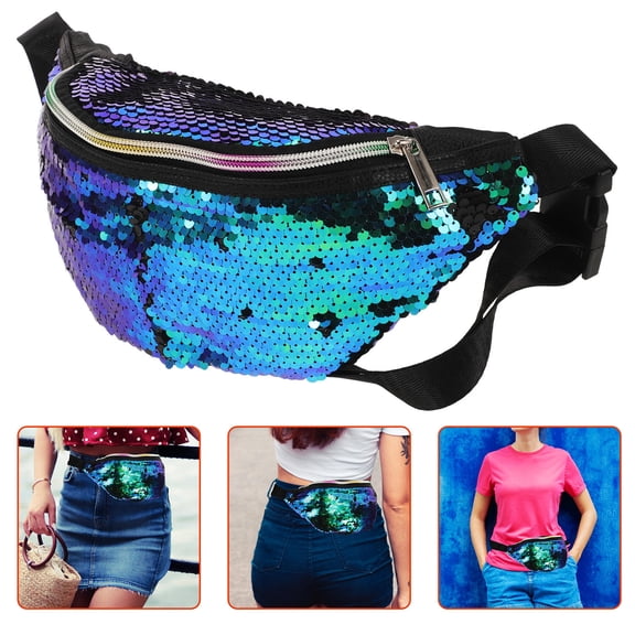 Pawsdot Crossbody Bum Bag Women Sequined Material Green 1Set