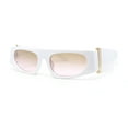 thumbnail image 2 of Womens Exaggerated Thick Temple Mod Narrow Rectangle Plastic Sunglasses White - Brown Pink, 2 of 4