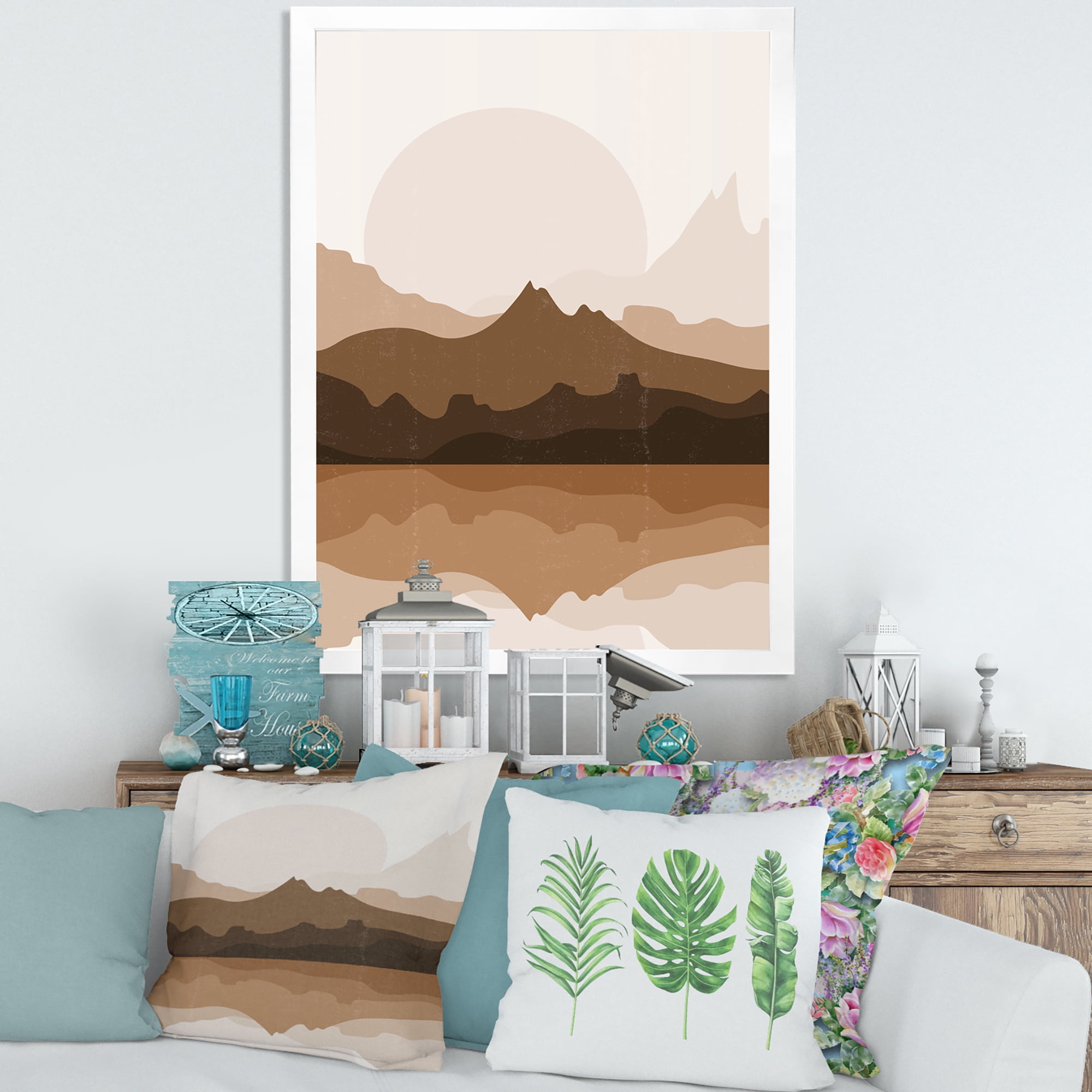 Designart 'Minimalist Brown Terracotta Landscape' Modern Framed Art Print