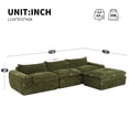 thumbnail image 2 of 116" Oversized Modular Sectional Sofa, Chenille Cloud Couch with Movable Ottoman, 4 Seat L-Shaped Sofa with Double Layer Support, No Assembly Required, Green, 2 of 8