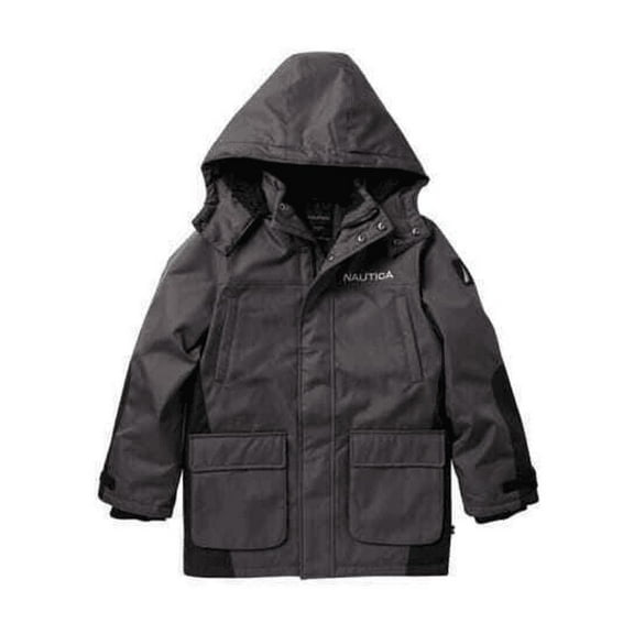 $125 Nautica, Faux Shearling Ash Ballistic Snorkel Jacket,IRON,Size L