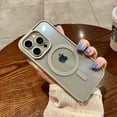 thumbnail image 1 of Luxury Wireless Charge For Magsafe Transparent Case For iPhone 16 15 14 13 11 12 Pro Max Plus Mini Magnetic Bumper Cases Cover Gray For iPhone 12 Pro, 1 of 5