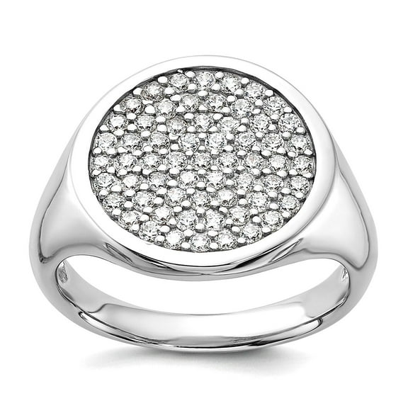 925 Sterling Silver Rhodium Plated Polished Cubic Zirconia Fashion Ring Size 7 Ring for Women