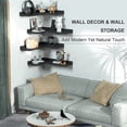 thumbnail image 4 of 4 Tier Corner Floating Shelves Set of 4, Rustic Pine Wood Corner Shelves for Wall Storage and Decor, L-Shaped Corner Wall Mounted Shelf for Bedroom, Living Room, Bathroom, Kitchen and more - Black, 4 of 11
