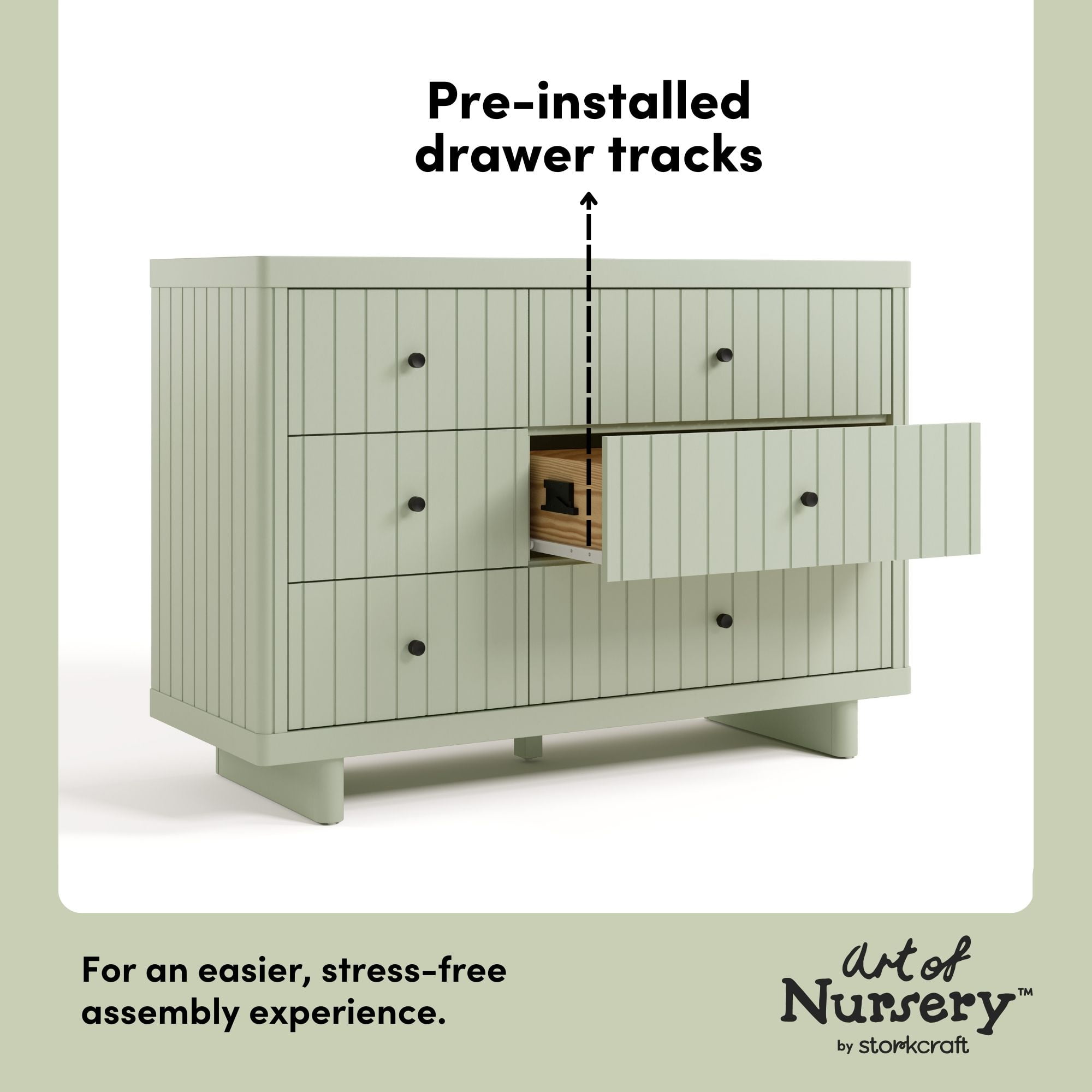 Art of Nursery by Storkcraft Kyoto 6 Drawer Nursery Dresser, Sage