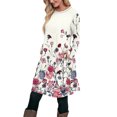 thumbnail image 2 of Floral Print Long Sleeve Dress V-Neck Tight Fitting Midi Bohemian Style Women's Straight Party Dress Elegant Office Work Dresses Beige L, 2 of 5