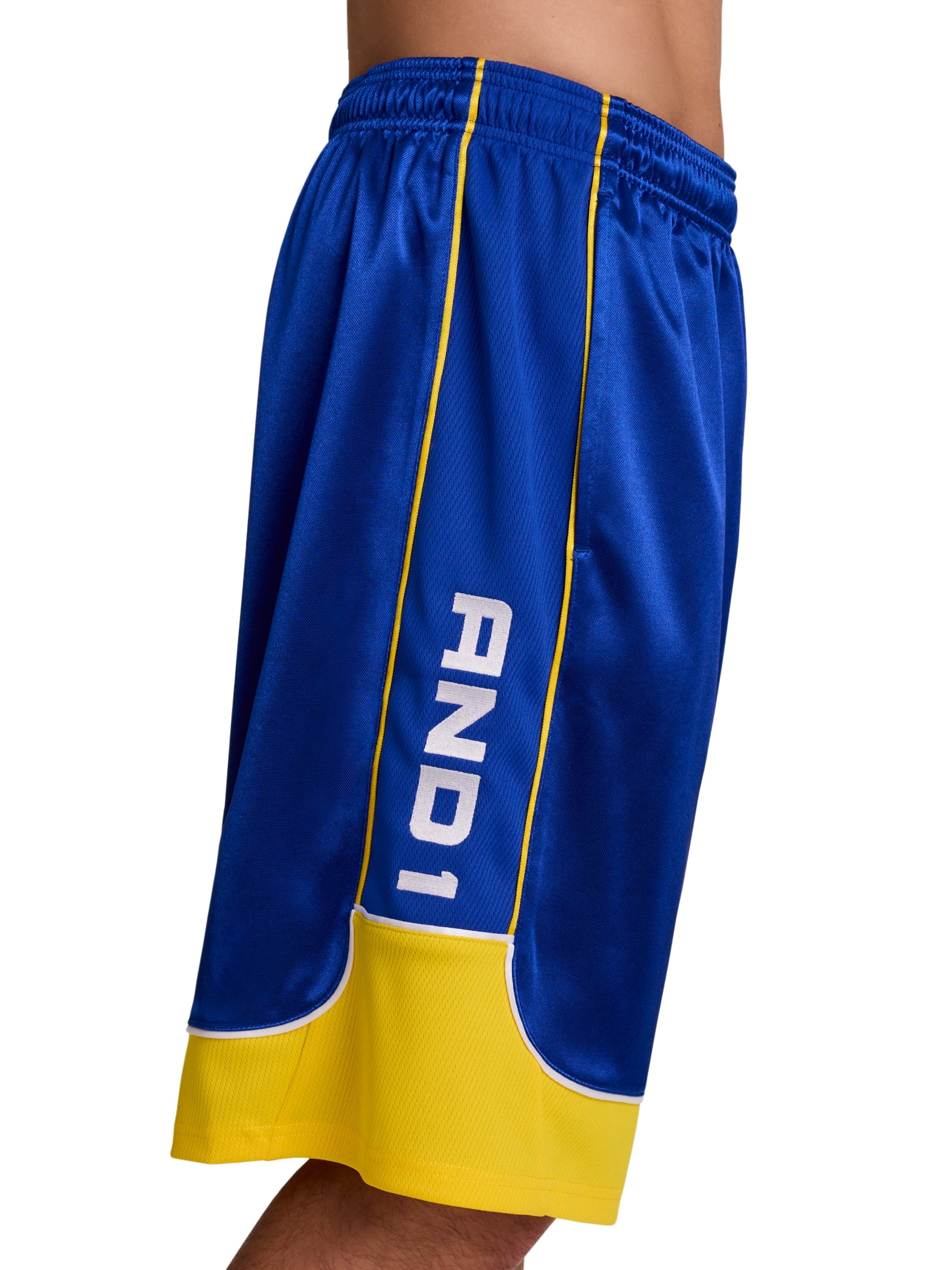 AND1 Men's and Big Men's All Court Colorblock Short, 11" inseam, up to Size 5XL