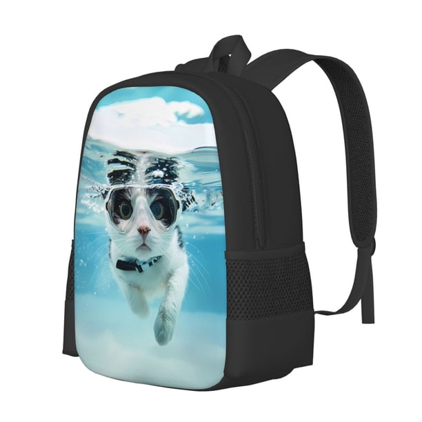 Balery Swimming Cat Goggles Mochila para hombre y mujer - Tela Oxford 600D resistente - Gran capacidad, resistente al agua, ideal para la escuela, viajes y senderismo