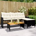 thumbnail image 1 of vidaXL Garden Sofa with Table and Cushions L-Shaped Black Poly Rattan, 1 of 5