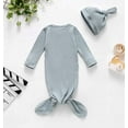 thumbnail image 6 of WIBACKER Unisex Newborn Baby Cotton Sleeper Gowns with Cap Long Knotted Sleeping Bag 0-3 Months, 6 of 8
