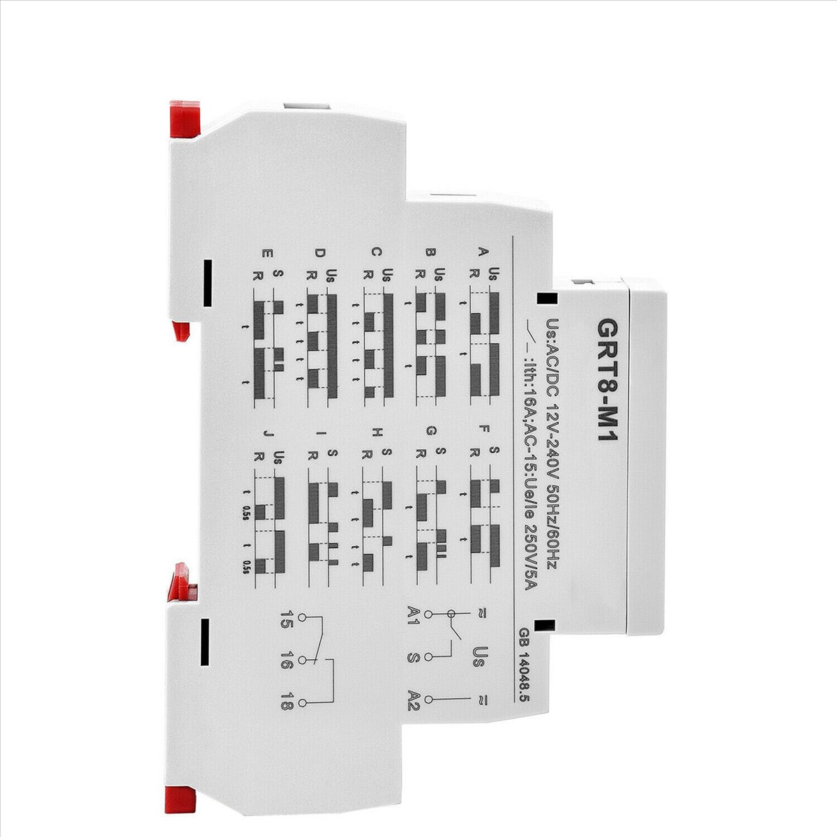 5X GRT8-M1 Delay Relay 16A AC/DC12V-240V Multifunction Din Rail Automatic Timer Relay