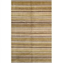 Pasargad Home Modern 60" x 95" Hand-Knotted Lamb's Wool Area Rug in Multi-Color