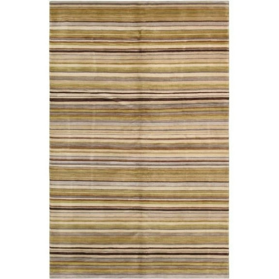Pasargad Home Modern 60" x 95" Hand-Knotted Lamb's Wool Area Rug in Multi-Color