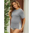 thumbnail image 2 of DARING DIVA Women's Maternity Hidden Zipper Cotton Short Sleeve Nursing Tops L Gray, 2 of 7