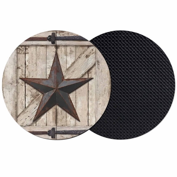 Texas Star Vintage Coasters Set of 2, Absorbent Coasters for Drinks, Brown Khaki Wooden Retro Art Coaster for Desk Coffee Table Protection, Home Decor House Warming Gifts 4"