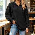 thumbnail image 6 of THNCYX Women Waffle Knit Hooded Henley Shirts Drawstring Hoodies Long Sleeve Tops Loose Fit Casual Sweatshirt Fall Clothes, 6 of 7
