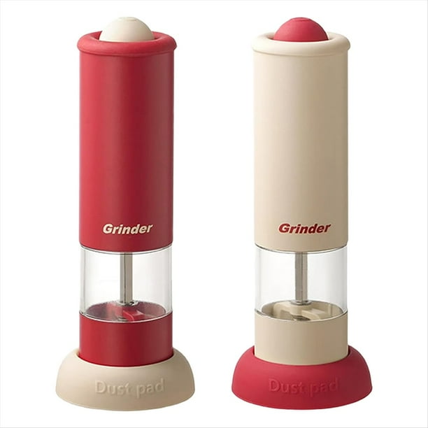 Molinillo Eléctrico de Sal y Pimienta, Salero y Pimentero Automático con Base, Recargable por USB, Grosor Ajustable.