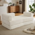thumbnail image 3 of Leumius 4‑in‑1 Futon Sofa Bed,Floor Foldable Convertible Sofa Couch with L‑Shaped Armrests,Floor Sofa Lounge Couch for Living Room Bedroom Lounge Studio, Tool-Free Assembly,Beige, 3 of 11