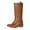 Brown, variant on Rokment Wide Calf Cowboy Boots for Women Fall Winter Vintage Leather Square Toe Chunky Mid Heel Cowgirl Work Riding Tall Boots Black Size 6