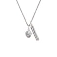 thumbnail image 2 of Delight Jewelry Silvertone Raised Flowers with Clear Crystals on Barrel Spinner Silvertone Always My Mother Bar Charm Necklace, 23", 2 of 4