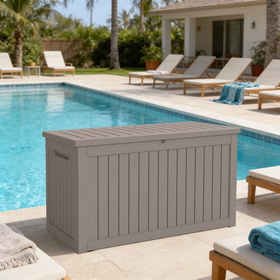 270 Gallon Lockable Resin , Grey - Storage for Patio, Garden & Indoor(Grey)