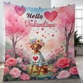 thumbnail image 4 of Hello Valentine’s Day Vizsla Flower Crown Romantic Pink Floral Quilt Blanket Vizslas Dog Lover Gifts Idea Cozy Comforter Throw Blanket - 00031, 4 of 5