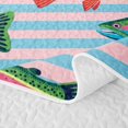 thumbnail image 5 of Manfei Cartoon Trout Twin Quilt Set, Stripe Background Twin Coverlet Set, Blue Pink Orange, 2pcs, 1 Bedspread and 1 Pillowcase, 5 of 7