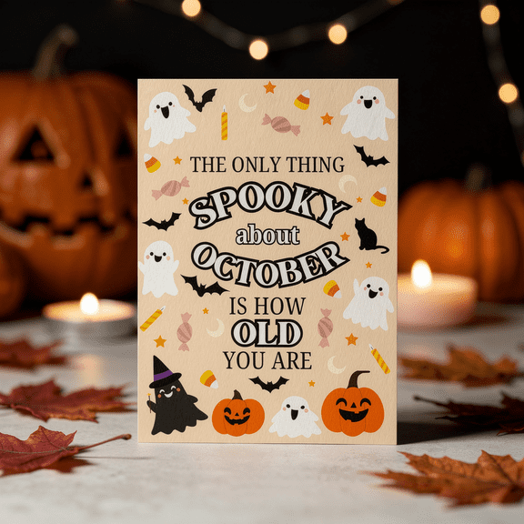 Funny Halloween Birthday Greeting Card for October Birthday Party and Celebration