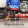 thumbnail image 3 of Rolling Garage Stool, 300 LBS Capacity Padded Mechanic Stool with 2.5" Wheels, Adjustable Height 15" -19.7", Red, 3 of 6