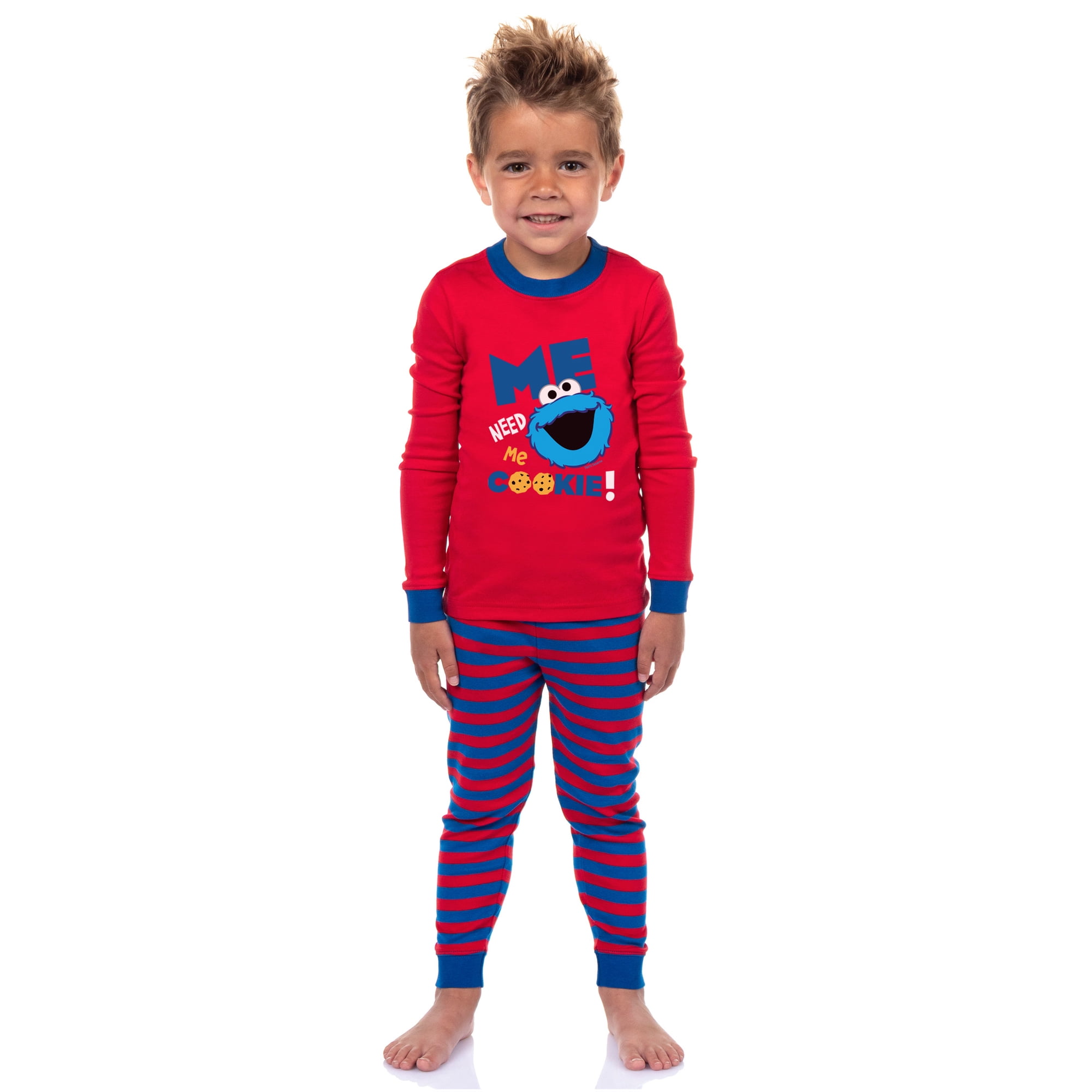 Sesame Street Toddler Cookie Monster Me Need Me Cookie 2 Piece Long Sleeve Pajama Set 5T