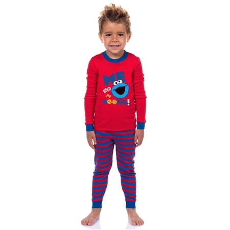 Sesame Street Toddler Cookie Monster Me Need Me Cookie 2 Piece Long Sleeve Pajama Set 5T