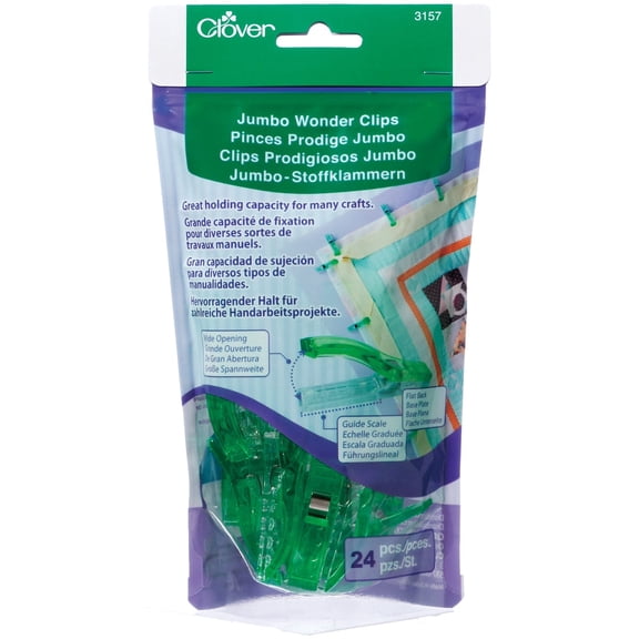 Clover Jumbo Green Wonder Clips, 24 Count