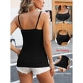 thumbnail image 3 of ANFERRY Womens Cotton Camisoles with Shelf Bra Solid Basic Spaghetti Straps Tank Tops Camis Pack of 2, 3 of 11