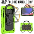 thumbnail image 3 of For Samsung Galaxy Tab S10 FE/S9 FE/S9 Case 11 inch, 360 Rotating Shockproof Cover with Stand, Handle, Shoulder Strap (SM-X520/X510/X710), Lime, 3 of 7