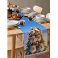 thumbnail image 6 of Ldtrchee Santa Christmas Tree Table Runner 48 Inches, Xmas Snowflake Blue Bed Runner Dresser Scarves Tabletop for Indoor Outdoor Parties/Ceremony/Banquet, 13" x 48", 6 of 8