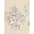 thumbnail image 3 of FEORJGP Infant Baby Boys Girls Easter Hooded Romper Newborn 0-18M Long Sleeve Jumpsuit Carrot Easter Egg Print Bodysuit Loose Casual Bunny Outfit Spring Fall, 3 of 9