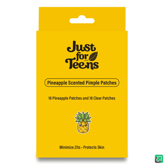 Just for Teens Hydrocolloid Pimple Patches for All Skin Types, 18 Clear & 18 Pineapple Scent