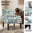 thumbnail image 3 of Bonzy Home Modern Floral Print Accent Chair with Arms and Wooden Legs, Mid‑Century High‑Back Wing Chair with Padded Armrests & Cushioned Seat for Living Room, Blue Green Floral, 3 of 6