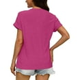 thumbnail image 3 of PNTUTB Women's Lightweight Breathable Solid Color Casual Openwork V Neck Short Sleeve Loose Comfort T Shirts, 3 of 5