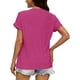 thumbnail image 3 of Xuyuer Womens T Shirts Short Sleeve V Neck Loose Casual Summer Tops Water Soluble Flower Solid Color Loose Comfortable Breathable T-shirt, 3 of 5