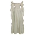 thumbnail image 4 of Renaissance Princess Maxi Gown, Off Shoulder Puff Sleeve Renaissance Ball Gown, Ruffled Chiffon Vintage Medieval Princess Cosplay Maxi Dress for Halloween Wedding Party, Beige L, 4 of 8