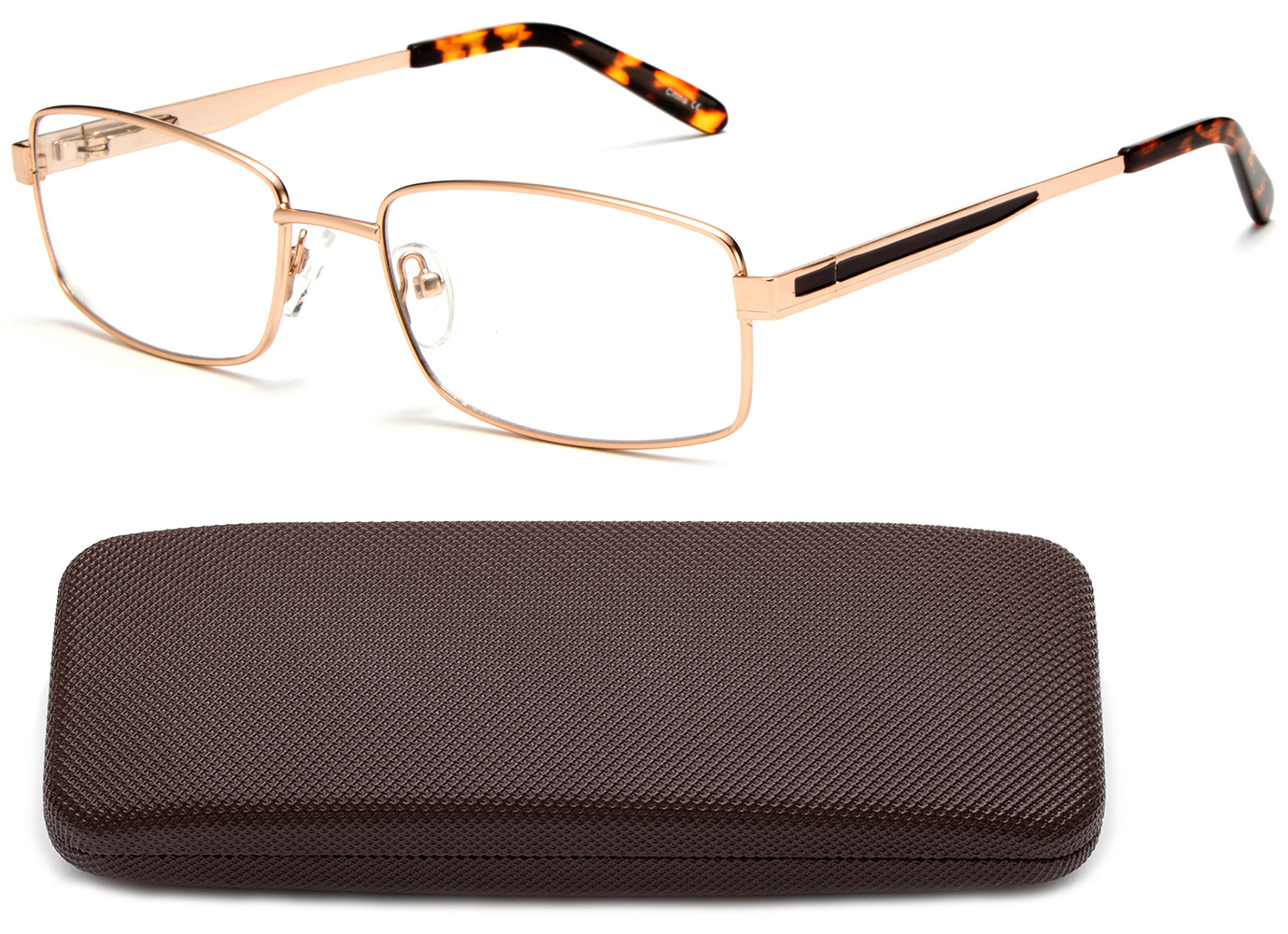 3 Pairs Rectangular Reading Glasses Metal Full Frame Spring Temple Optical Hinge Comfortable Fit for Men & Women Classic Stylish Frame Reading Glasses in Case with Hard Case