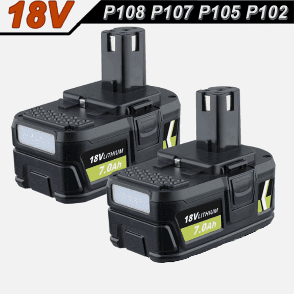 2Packs P108 18V 7.0Ah Battery Replacement for Ryobi 18 Volt P107 P108 P102 P103 Cordless Power Tools Packs with LED Indicator