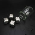 thumbnail image 2 of Stainless Steel Ice Cubes, Whiskey Stone Gift Stainless Steel Ice Cube Reusable Cooling Whiskey Ice Cube Metal Cooling Stone Beverage Wine Cabinet Freezer Storage Tray Freezer Bags (4 capsules), 2 of 5