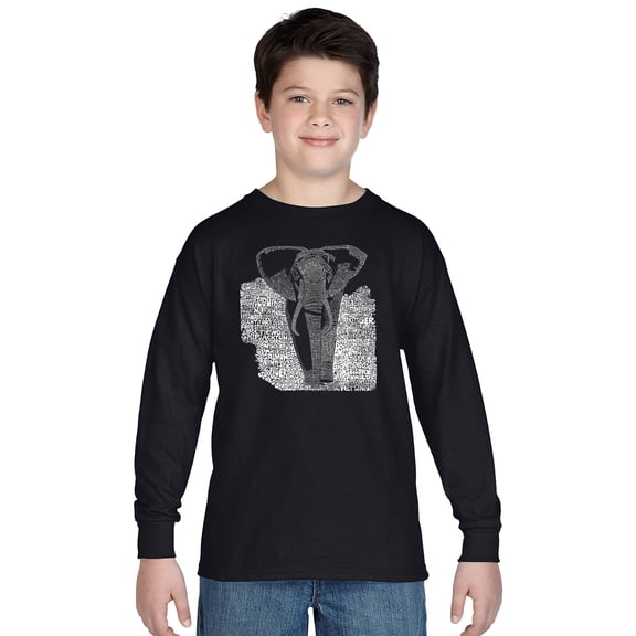 LA Pop Art Boy's Word Art Long Sleeve - ELEPHANT