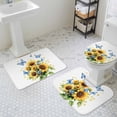 thumbnail image 3 of Summer Floral Bathroom Rugs Set Watercolor Blue Butterfly Rustic Farmhouse Sunflower Non Slip Absorbent Soft Bath Mats 3 Piece Set with Bathroom Rug, U-Shaped Floor Mat, Toilet Seat Cover Large Size, 3 of 9