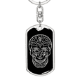 thumbnail image 5 of Calavera Mexican Sugar Skull 20 Stainless Steel or 18k Gold Premium Swivel Dog Tag Keychain, 5 of 16