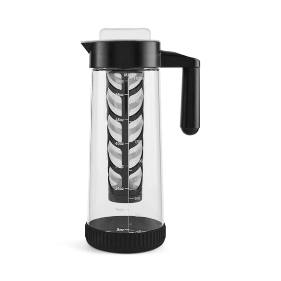 Mainstays 1.8L Cold Brew Concentrate Pitcher, Glass, Mesh Filter, Silicone Sleeve