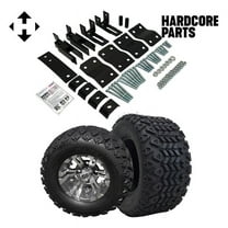 Hardcore Parts 4" Block Lift Kit for YAMAHA G14/G16/G19 Golf Cart with 10" Machined/Gunmetal 'Vampire' Wheels and 20"x10"-10" DOT rated All-Terrain tires