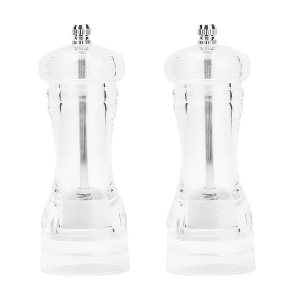 Molinillo manual de acrílico transparente para pimienta, sal y especias, herramienta de cocina de 6 pulgadas, 2 unidades